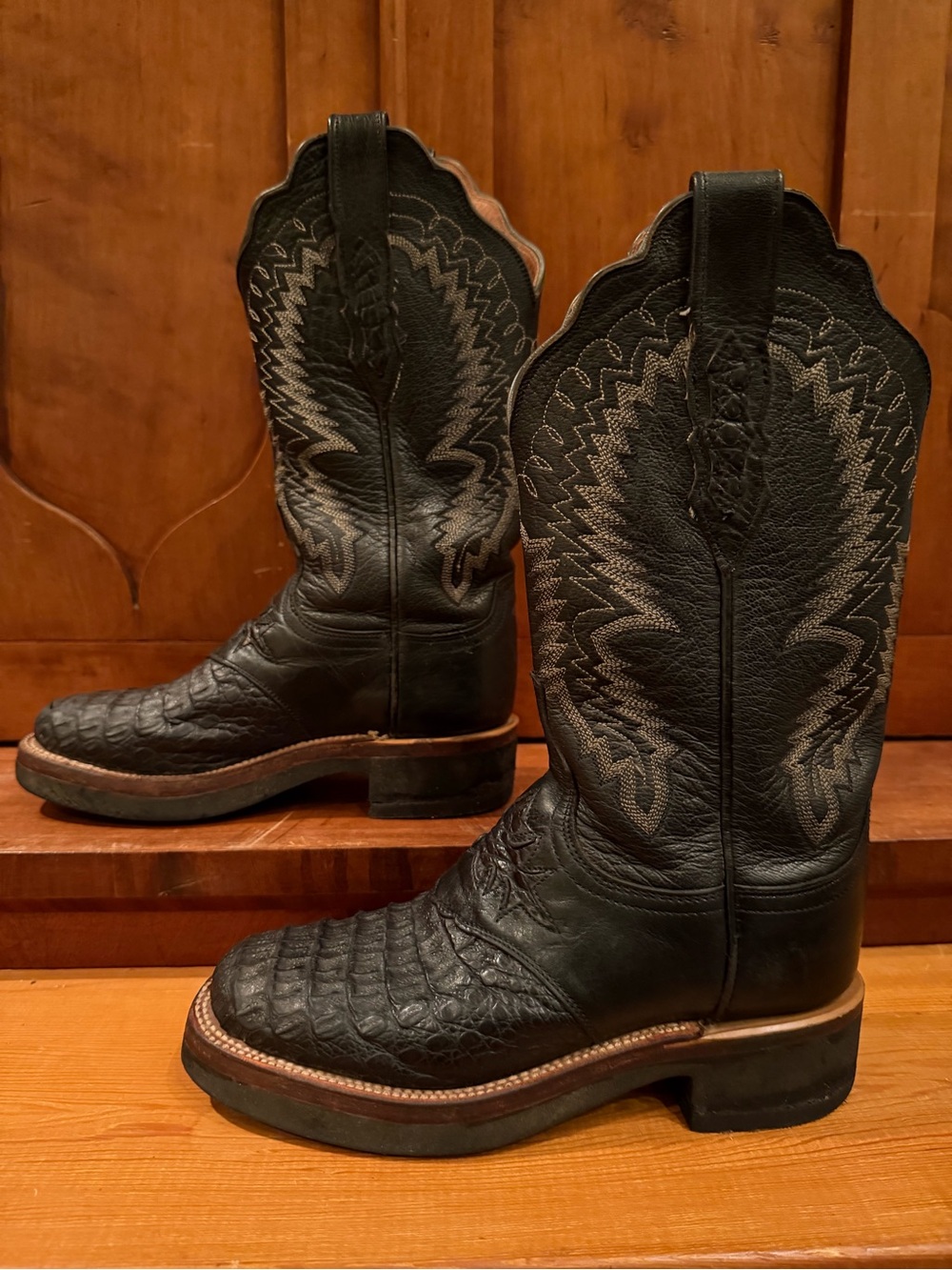 Lucchese 2000 Exotic Genuine Caiman Cowboy Boots Black 4.5C